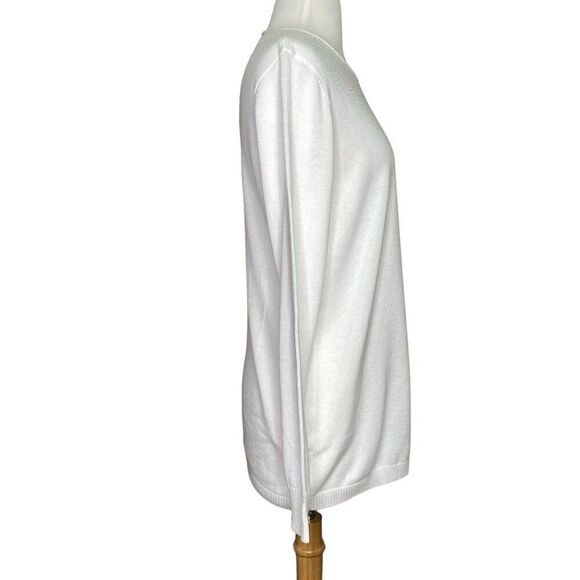 Calvin Klein Sweater White Studded Neckline Size Medium - Picture 3 of 7